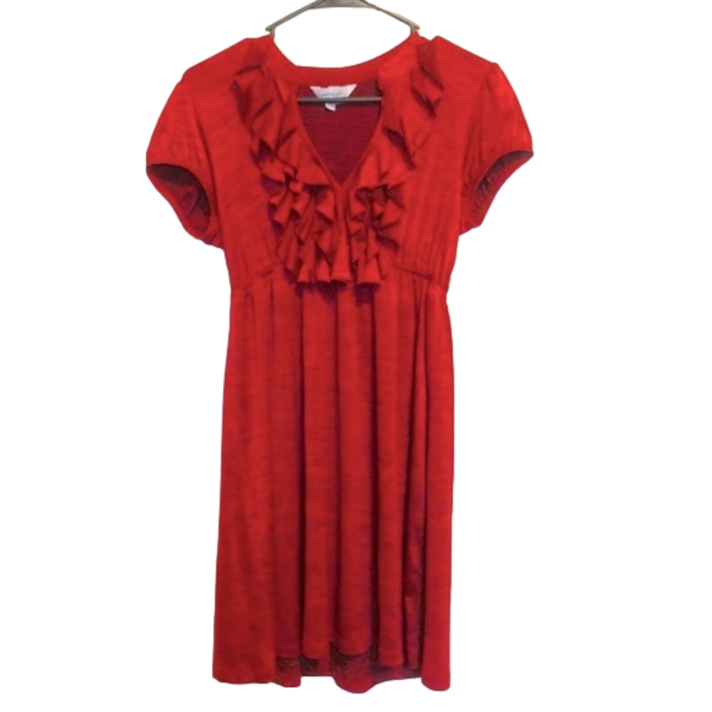 SPEECHLESS  Red V-Neck Ruffle Dress